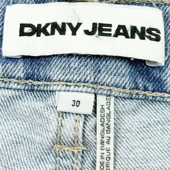 DKNY Jeans Women's Stretch Mid Rise Raw Hem Blue Denim Shorts Size 30 NWT - Picture 7 of 12